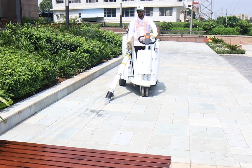 Waste management by gobbler litter picker ride on machine in shopping malls and commercial spaces